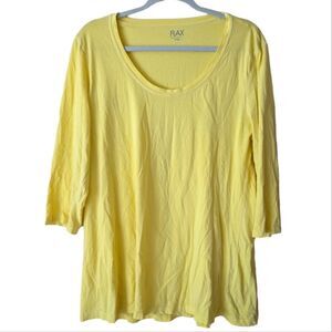 Flax Cotton Yellow Long Sleeve Top Size Large